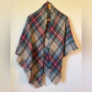 Plaid Fringe Blanket Scarf